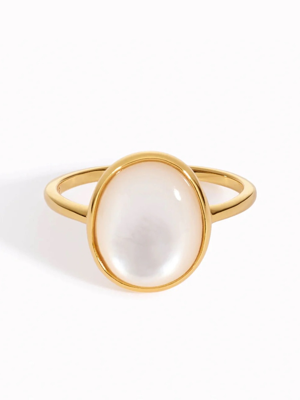 Linjer Mother of Pearl Margit Ring - Size 7, Gold Vermeil